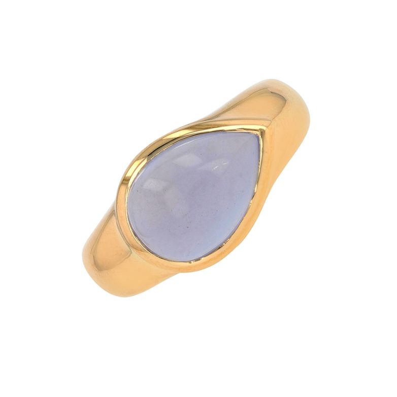 Bague calcedoine bleue or jaune 8.63g Comme neuf -  reconditionné disponible sur Gemme Les Bijoux